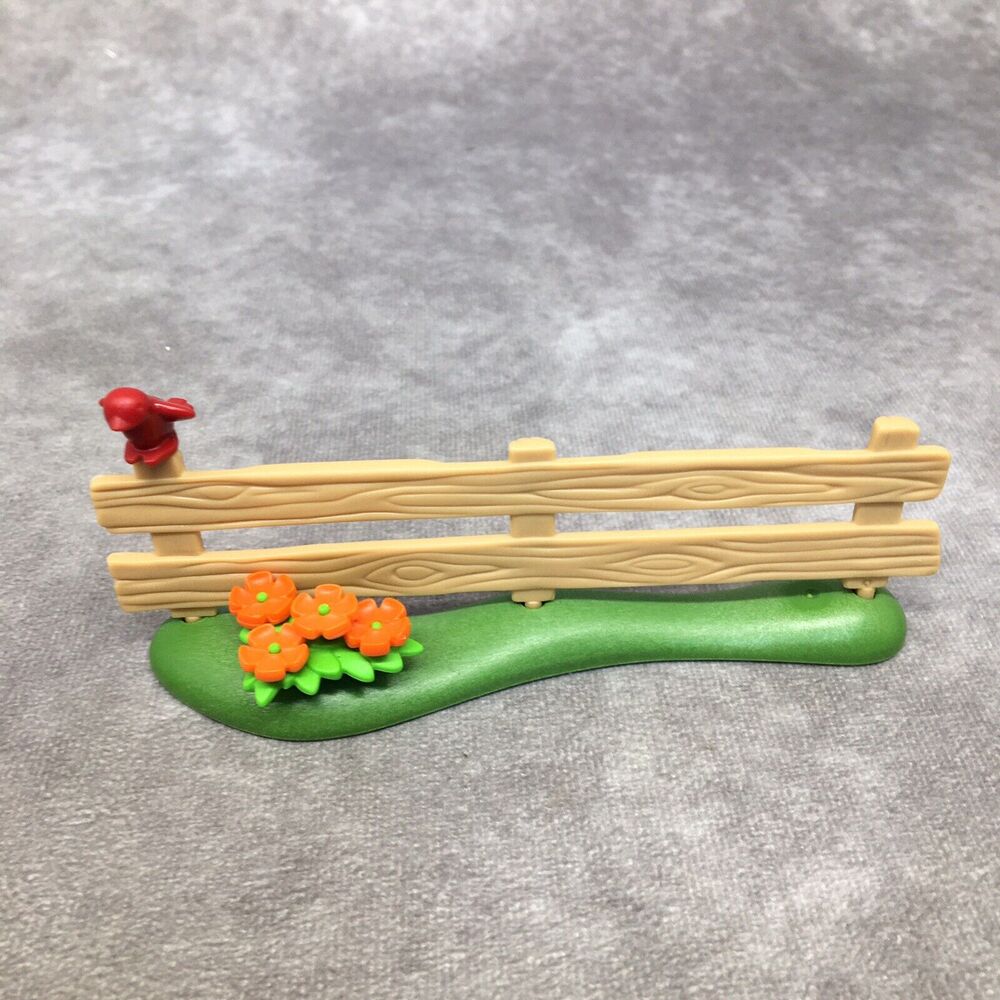 Playmobil Fence, Orange Flowers, Red Bird